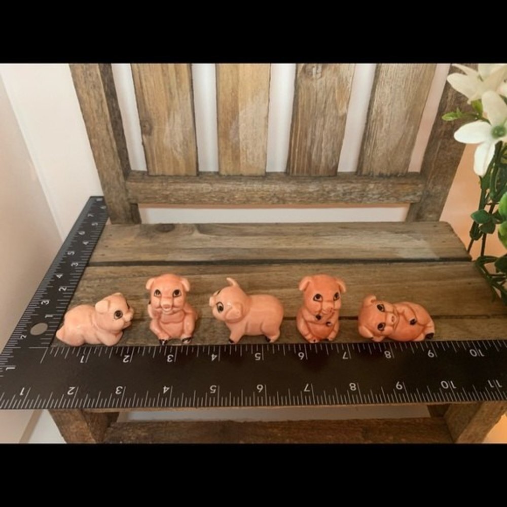 MIC Pink Pigs Mini Ceramic Vintage Figurines - Picture 14 of 16